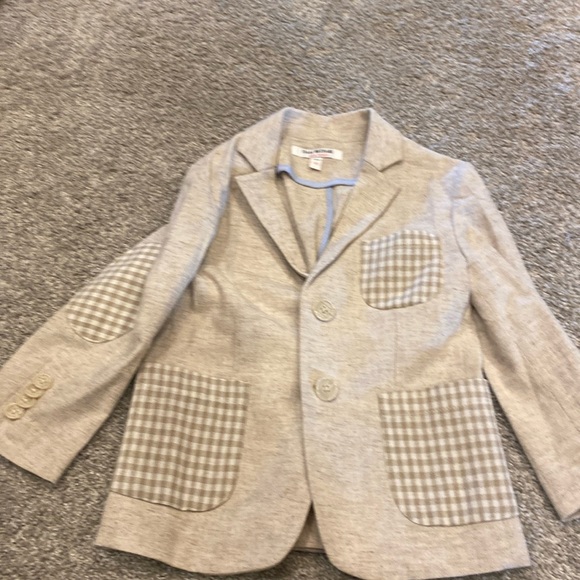 Isaac Mizrahi linen blazer with checkered accents size 2T - Picture 1 of 2